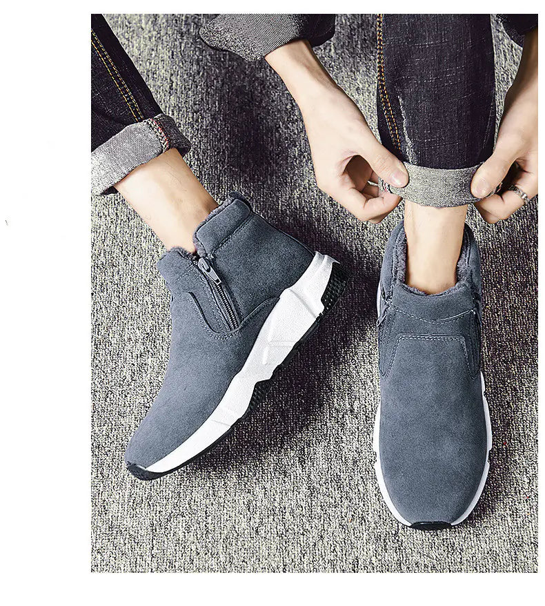Men's Casual Suede Leather and Cotton Winter Shoes