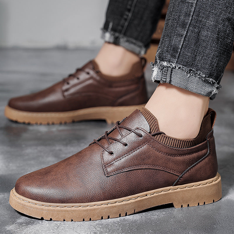 Men's Leather British Autumn Winter Work Shoes