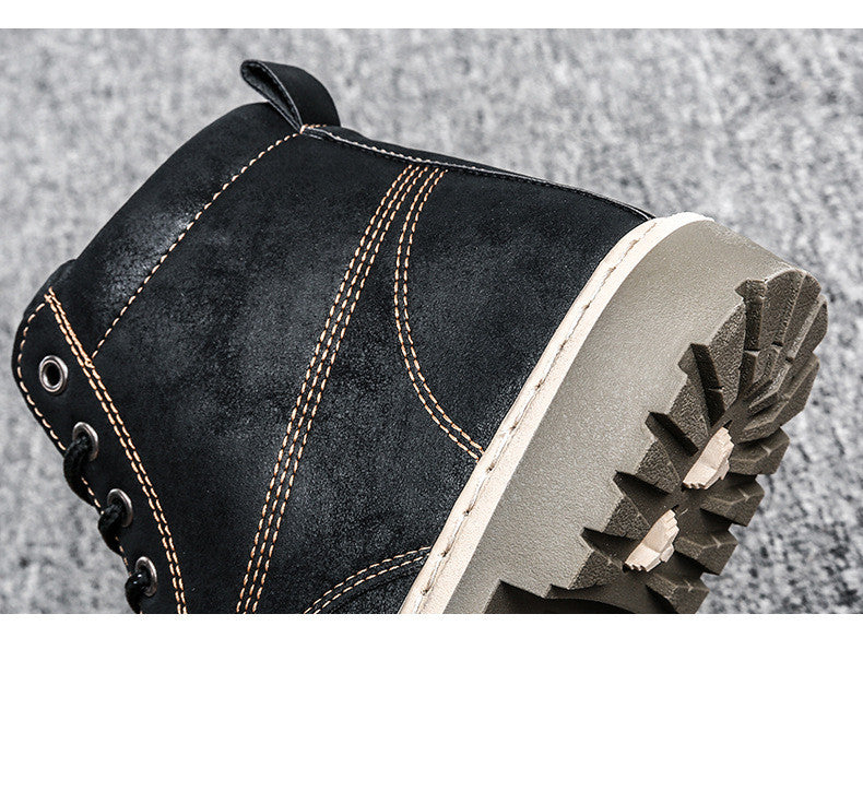 Men's Casual Leather Boots - Winter Workwear Shoes