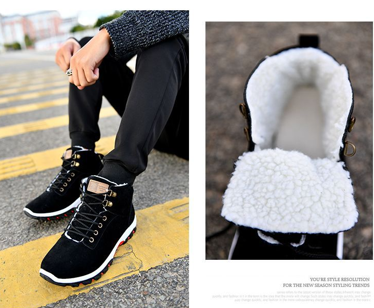 Men's Winter Boots, Warm Plush Casual Shoes