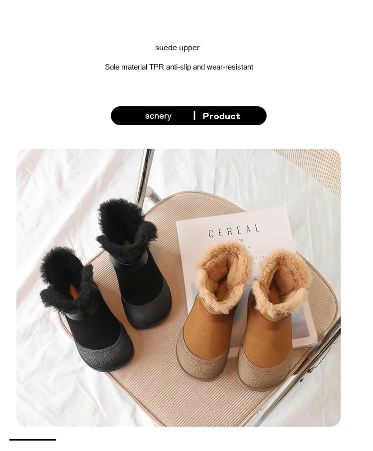 Children's Winter Fleece-lined Thermal Cotton Shoes