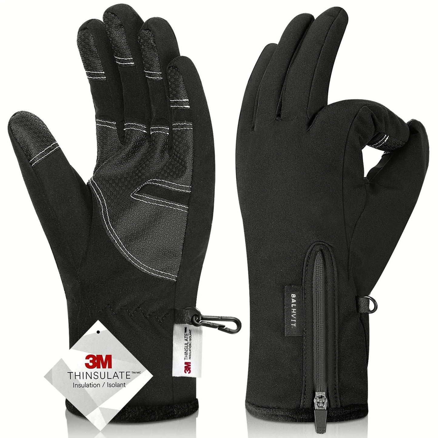 Balhvit -10℉ Waterproof Winter Gloves for Men & Women Breathable Thermal Gloves 5-Layer Touch Screen Cold Weather Gloves (XL Black)