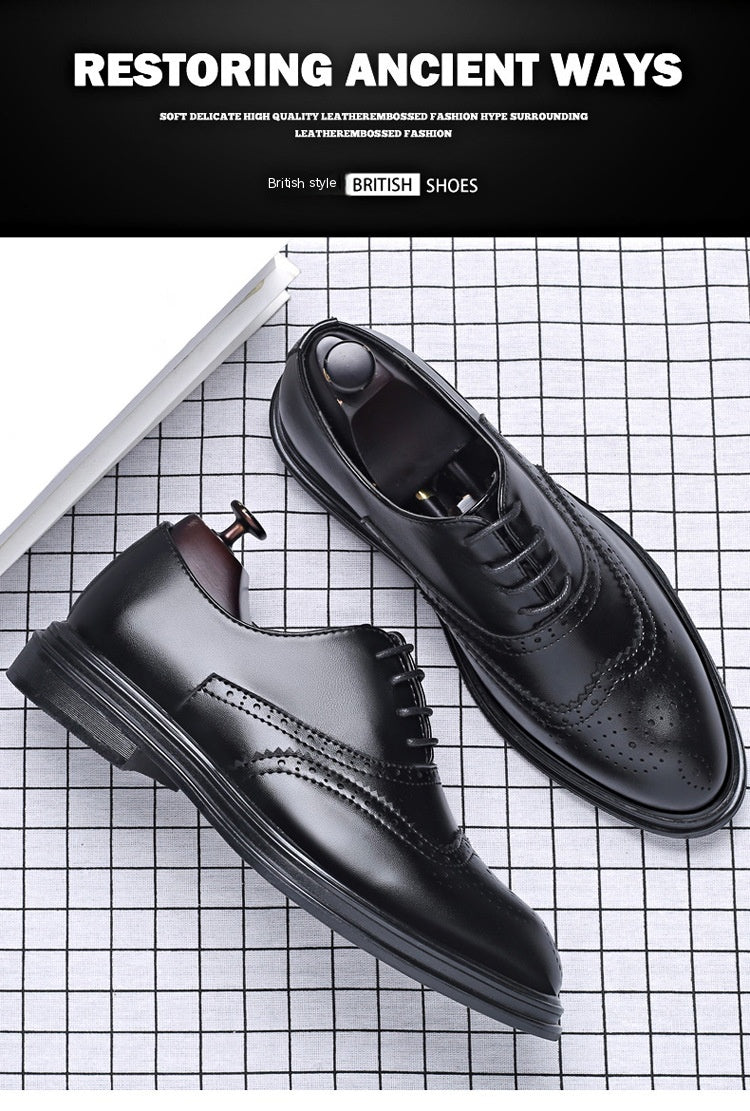 Men's Business Leather Brogue Shoes for Autumn & Winter