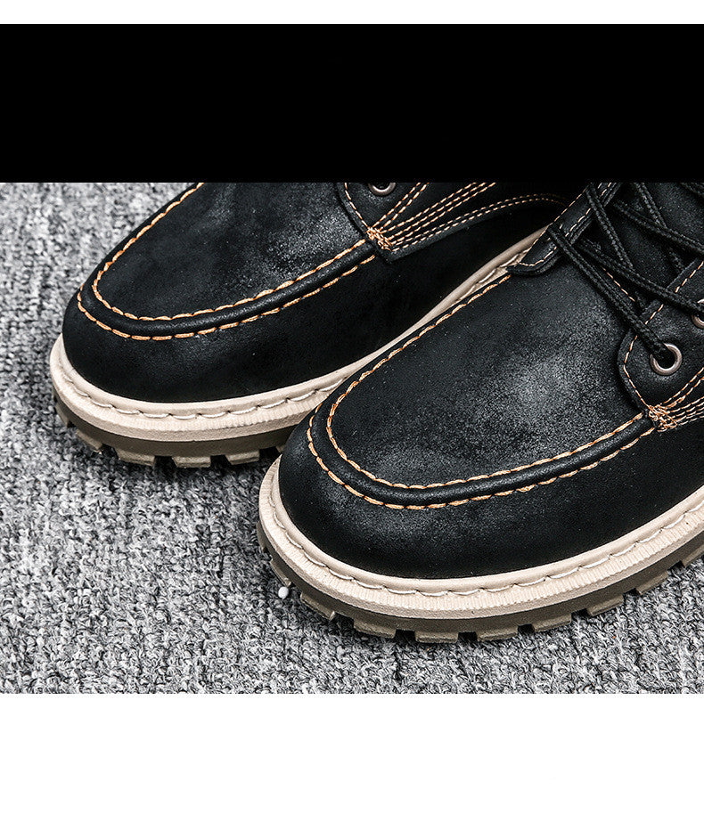 Men's Casual Leather Boots - Winter Workwear Shoes