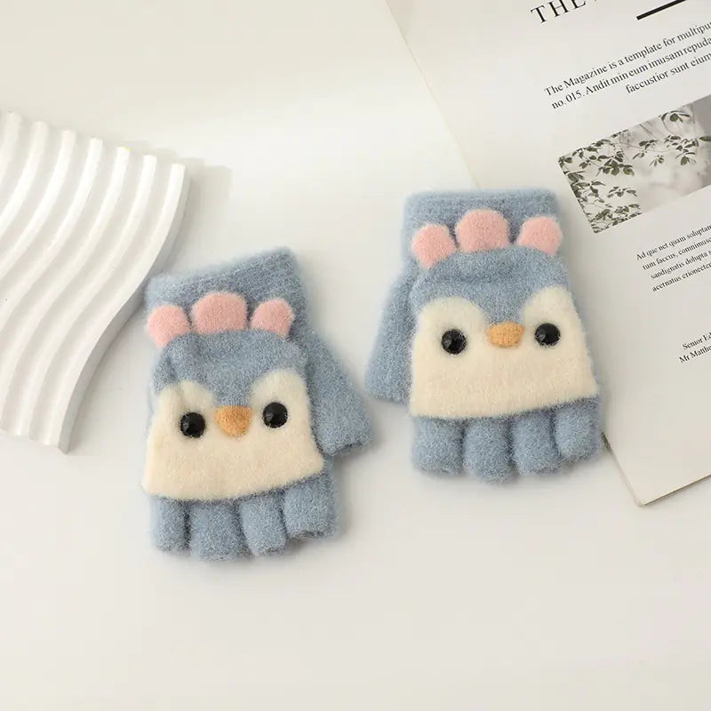Children's Winter Gloves for Ages 4-10 with Flip Design