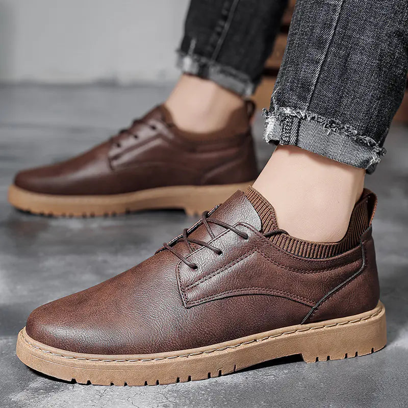 Men's Leather British Autumn Winter Work Shoes