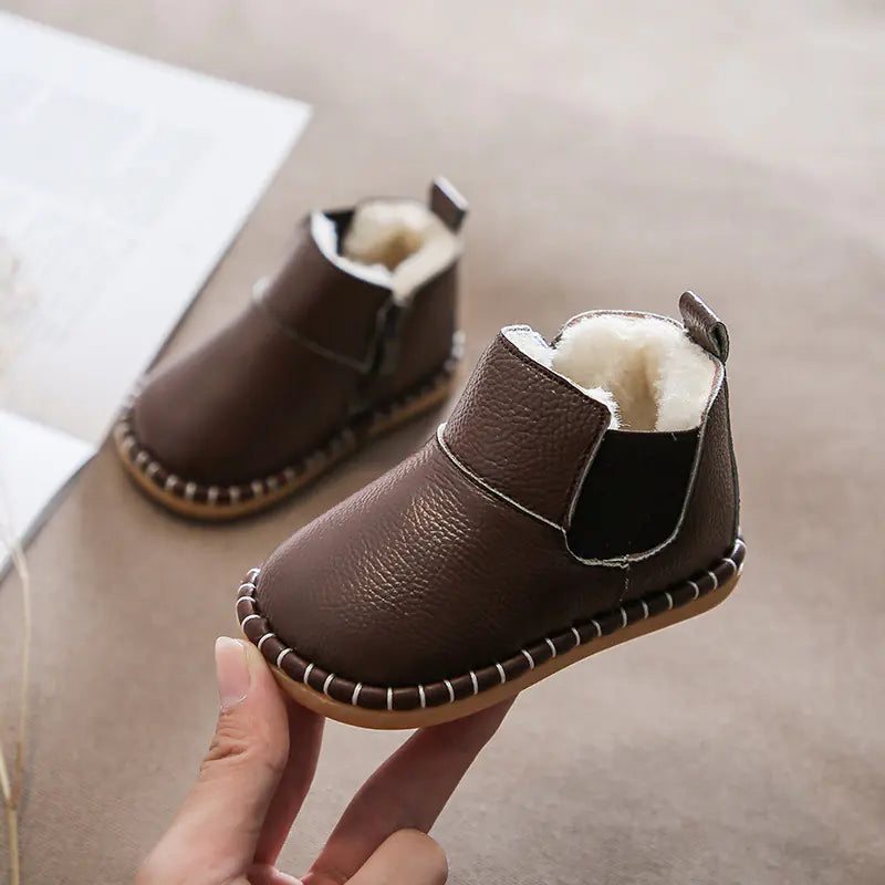 Soft Sole Winter Leather Baby Cotton Shoes