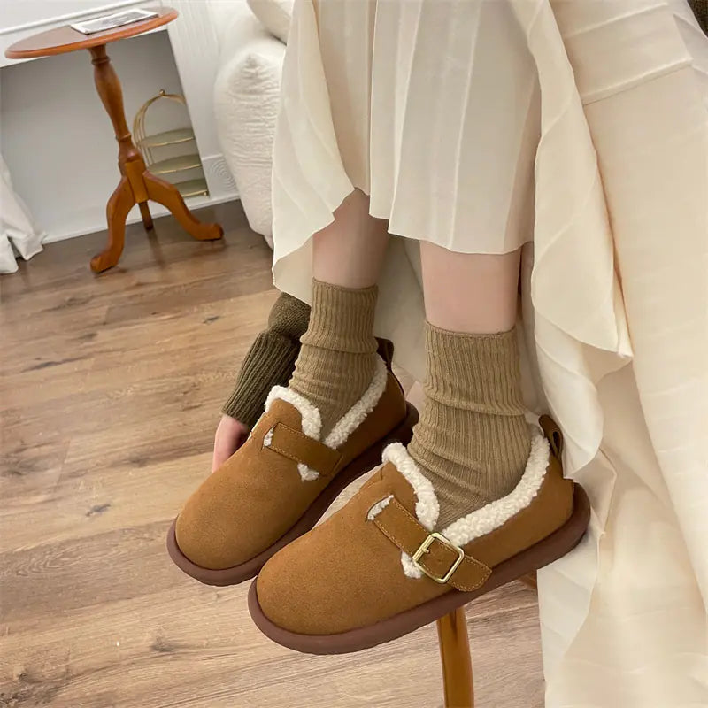 Warm Velvet Beanie Shoes for Women in Winter