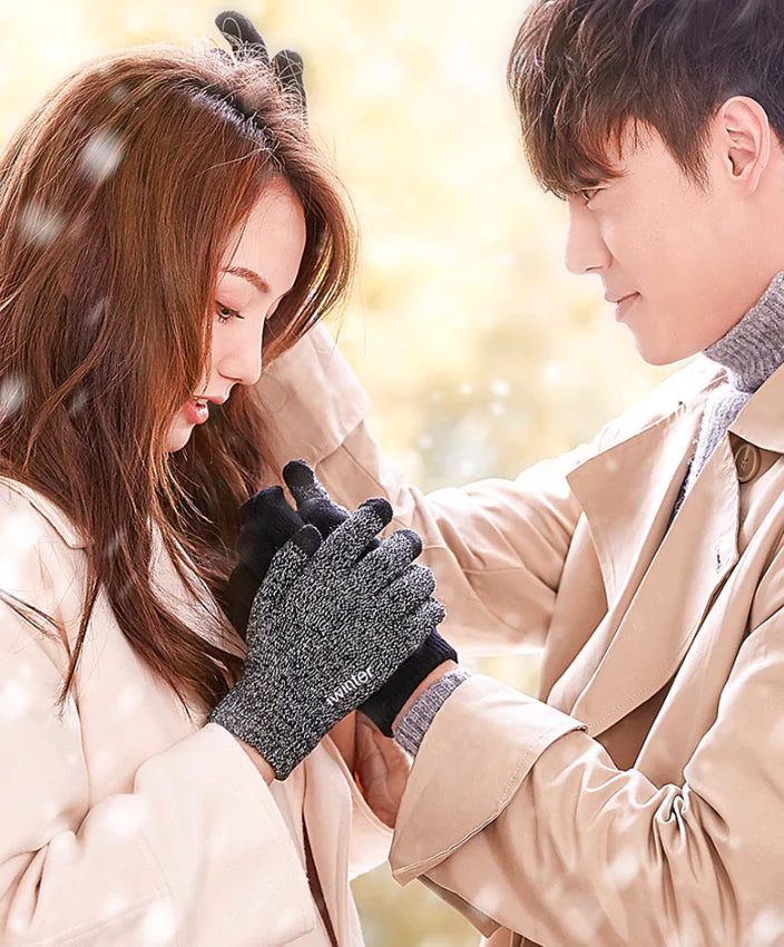 Men's Touchscreen Winter Gloves, Warm Knitted Outdoor Gloves