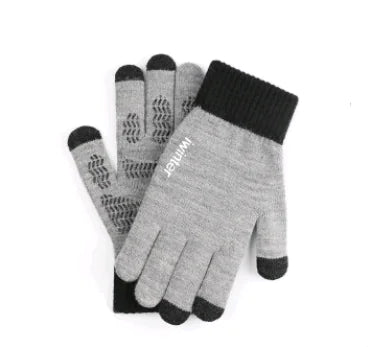 Men's Touchscreen Winter Gloves, Warm Knitted Outdoor Gloves