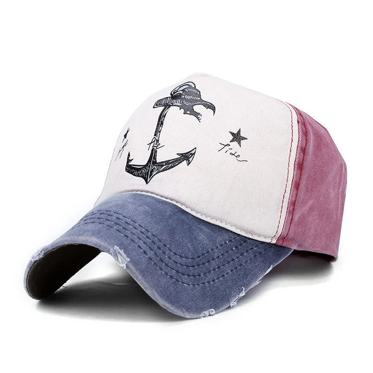 Vintage Style The Pirate Ships Anchor Printing Adjustable Washed Baseball Cap