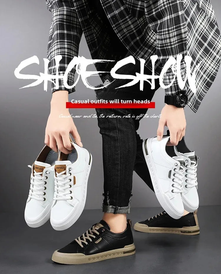 Men's Sporty Casual Leather Panel Shoes