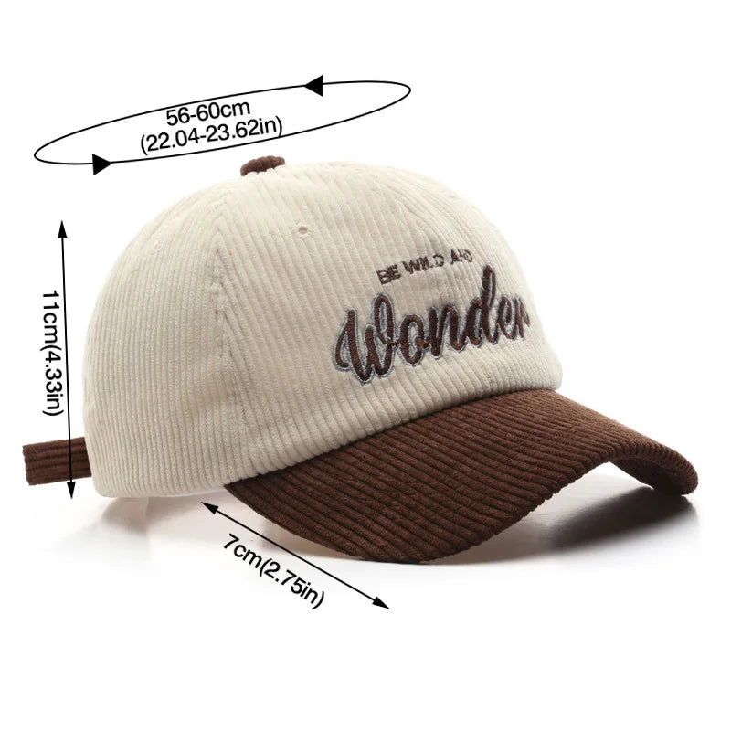 Corduroy Letter C Autumn Winter Baseball Cap