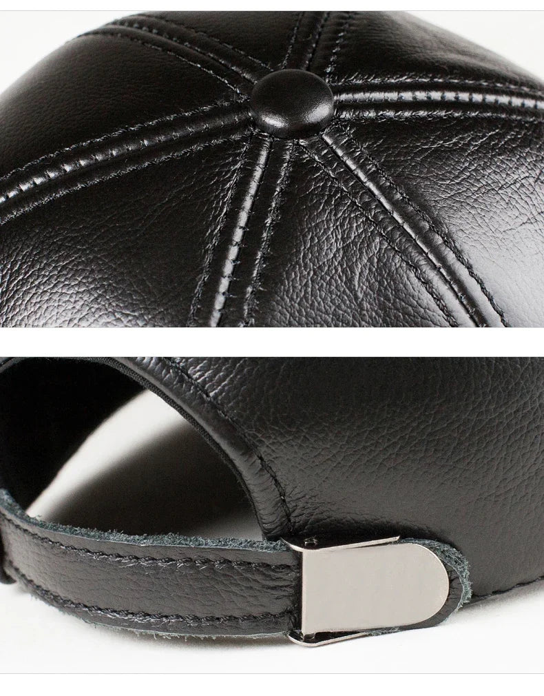 Spring genuine leather baseball cap