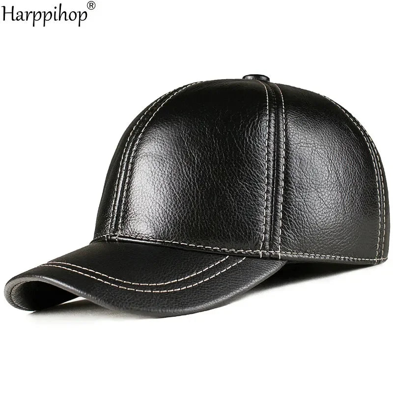 Spring genuine leather baseball cap