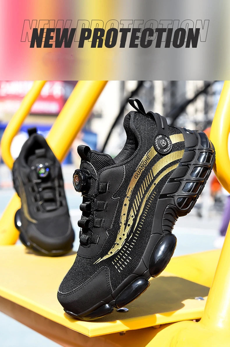 Rotary Buckle Work Sneakers Steel Toe Shoes