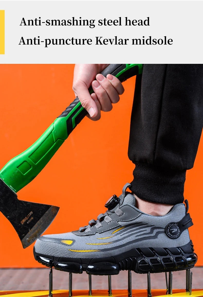 Rotary Buckle Work Sneakers Steel Toe Shoes