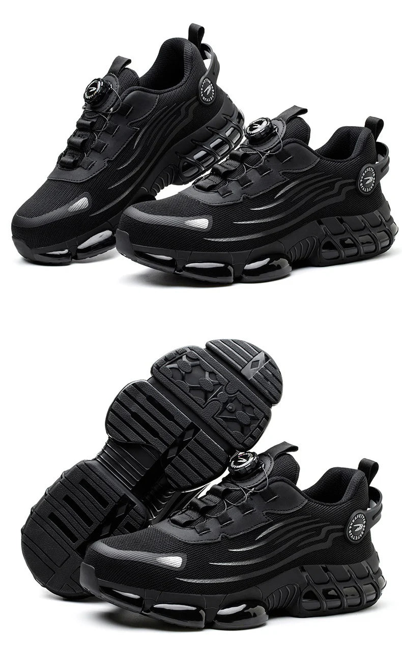 Rotary Buckle Work Sneakers Steel Toe Shoes
