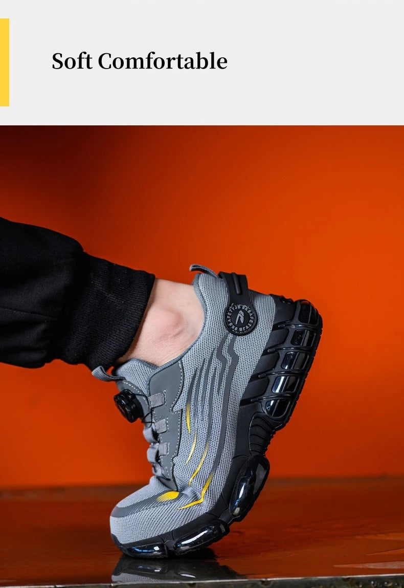 Rotary Buckle Work Sneakers Steel Toe Shoes