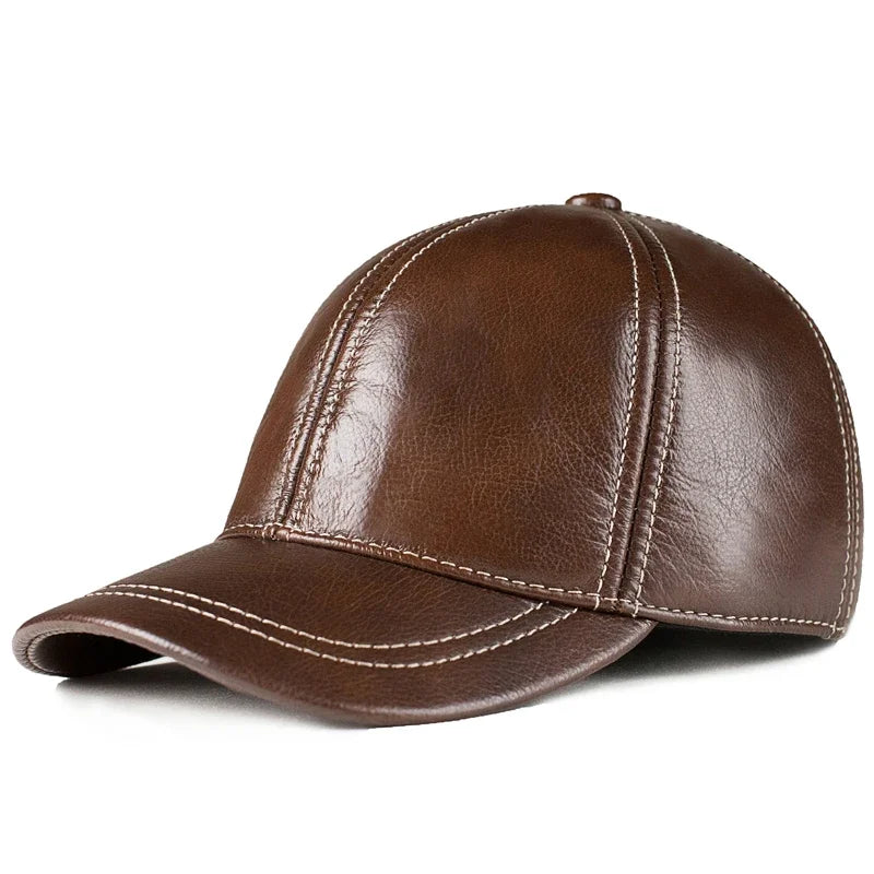 Spring genuine leather baseball cap
