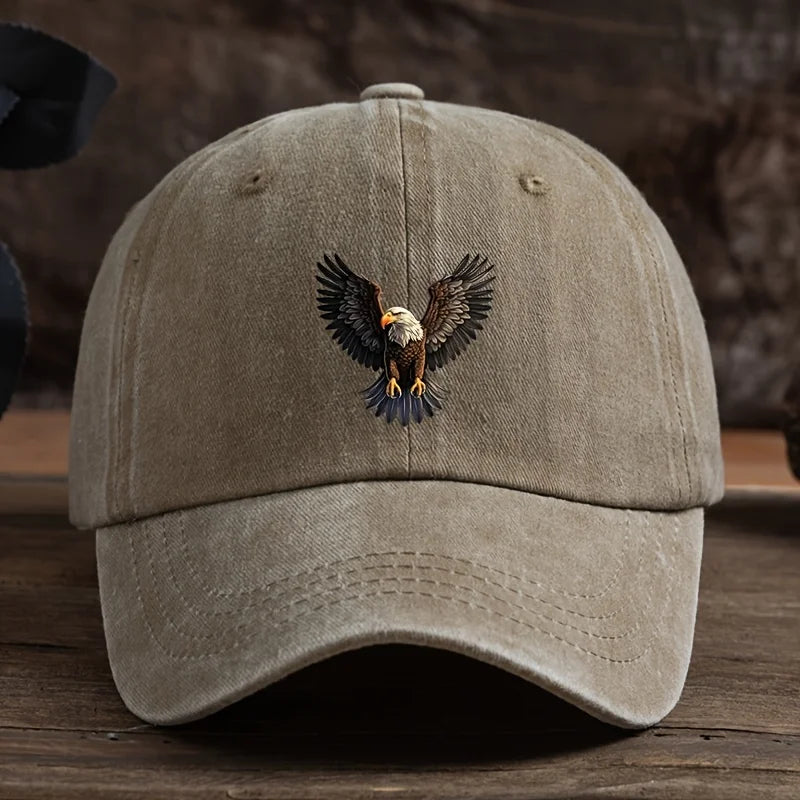 A winged eagle print baseball cap