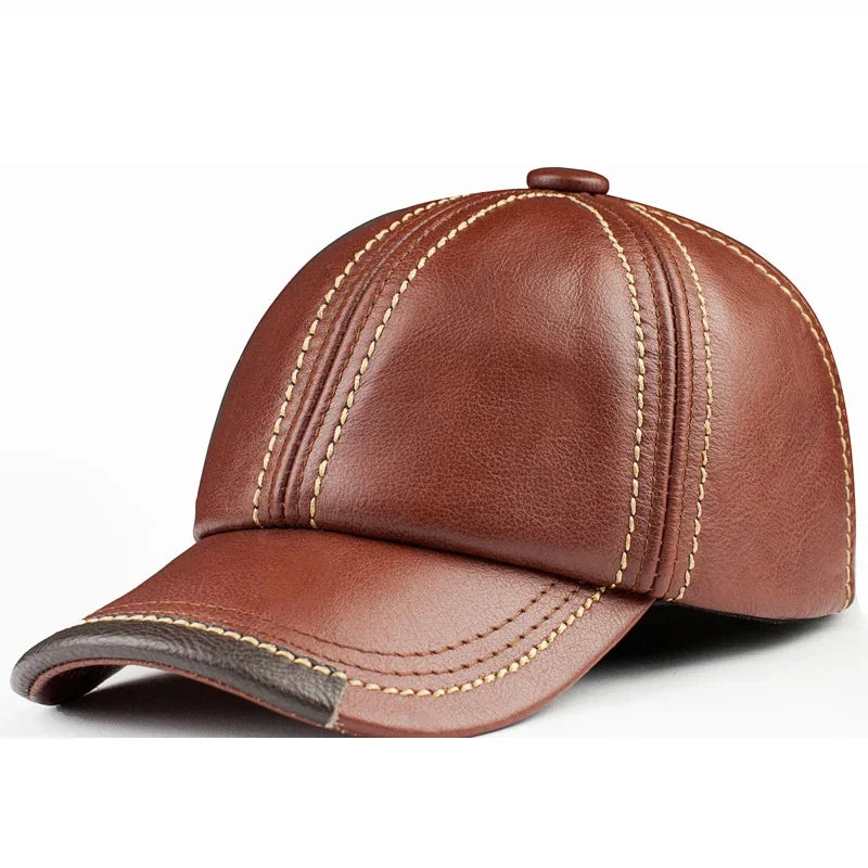 Spring genuine leather baseball cap