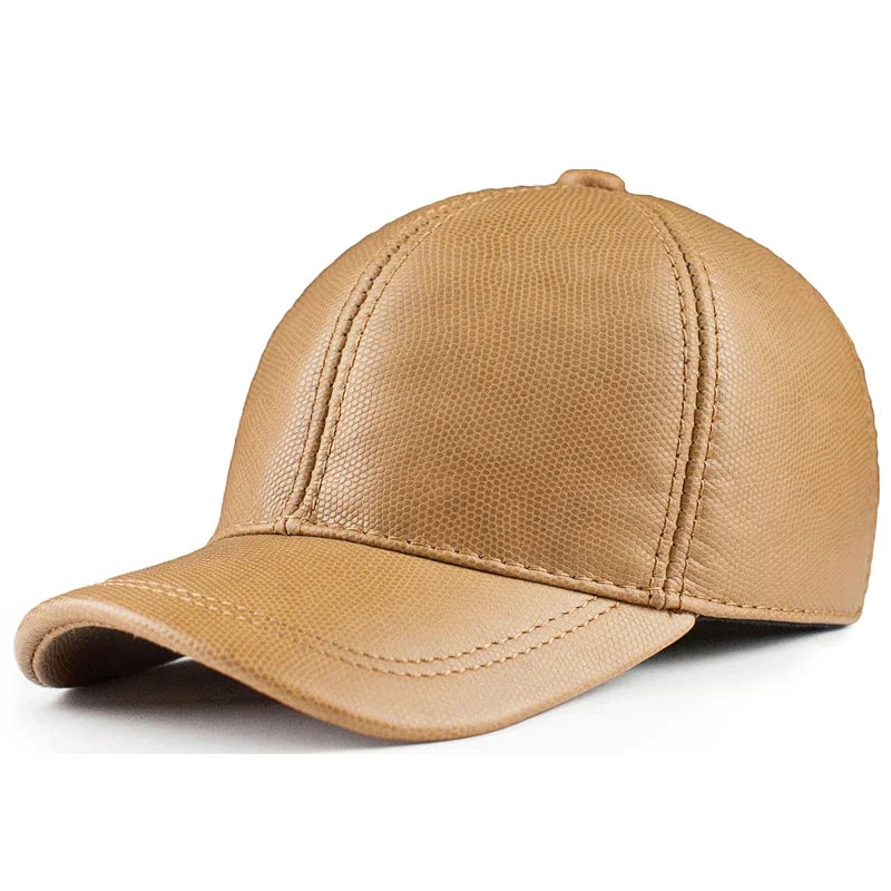 Spring genuine leather baseball cap