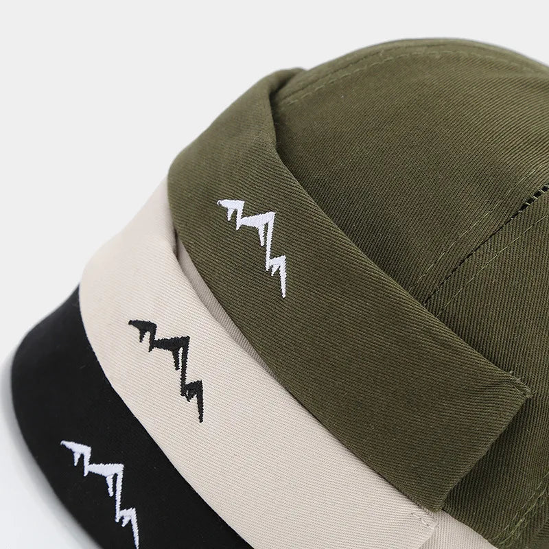 New INS Style Mountain Embroidery Vintage Round Top Hip-Hop Hat