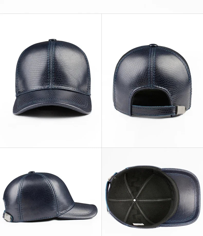 Spring genuine leather baseball cap