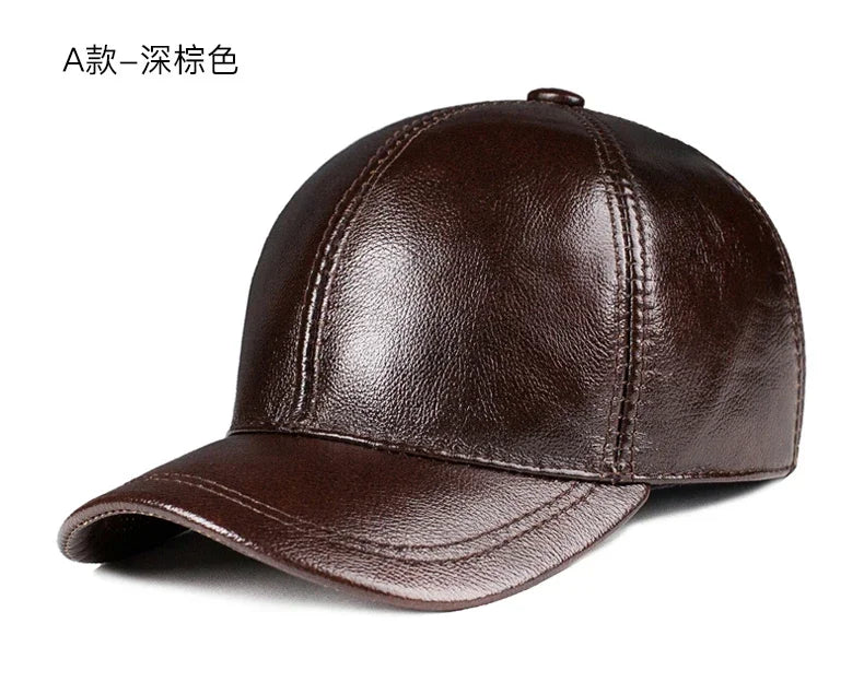 Spring genuine leather baseball cap