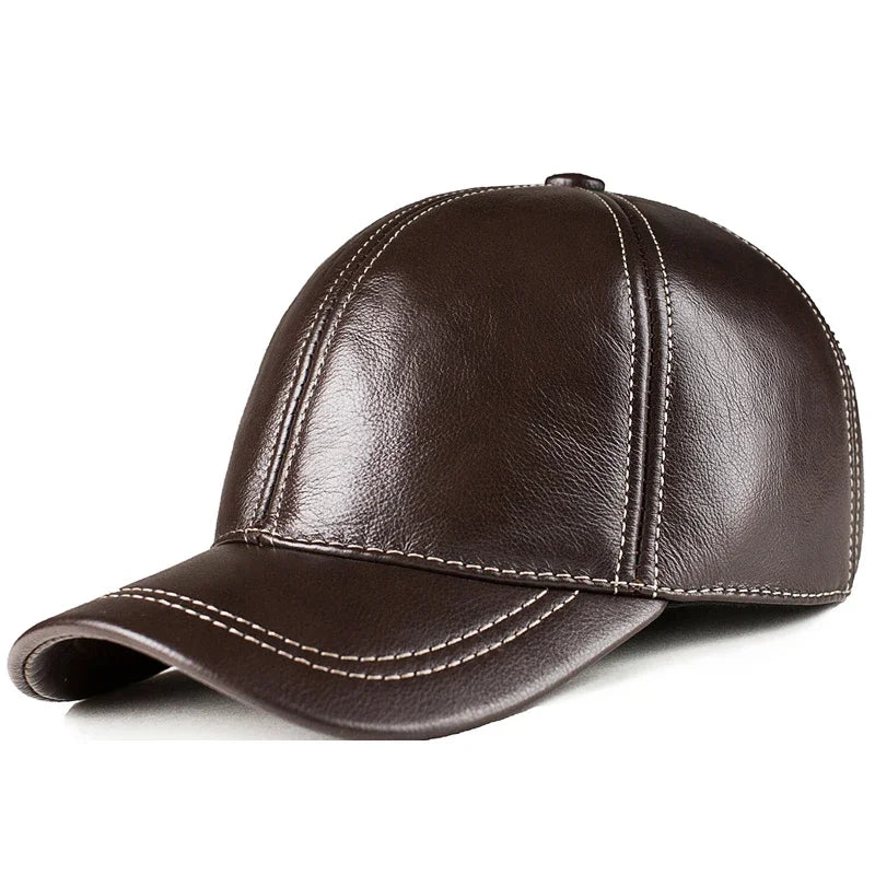 Spring genuine leather baseball cap
