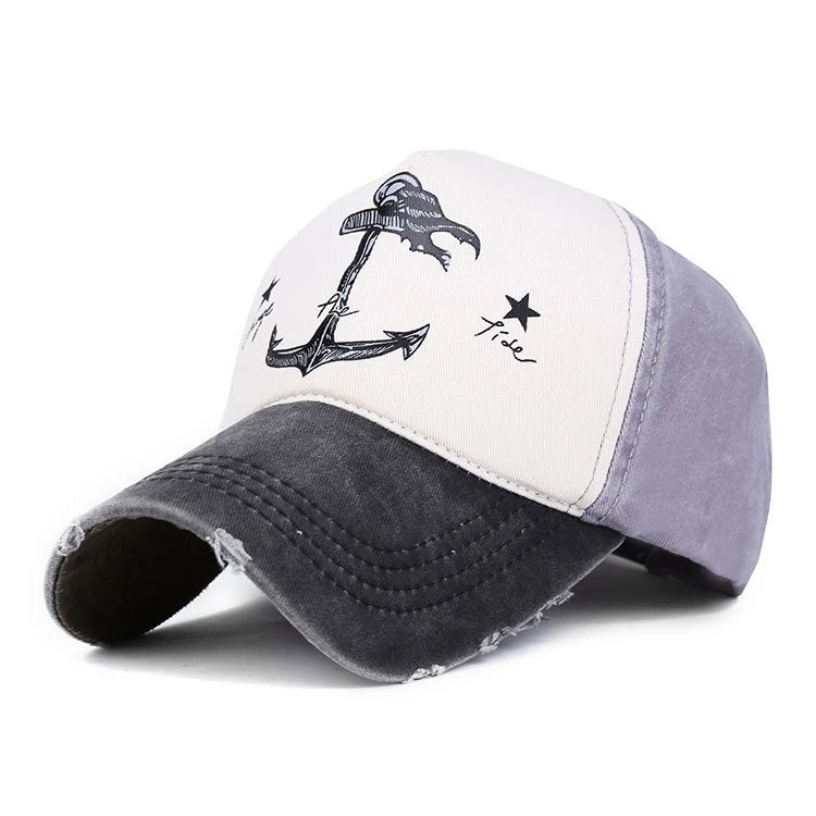 Vintage Style The Pirate Ships Anchor Printing Adjustable Washed Baseball Cap