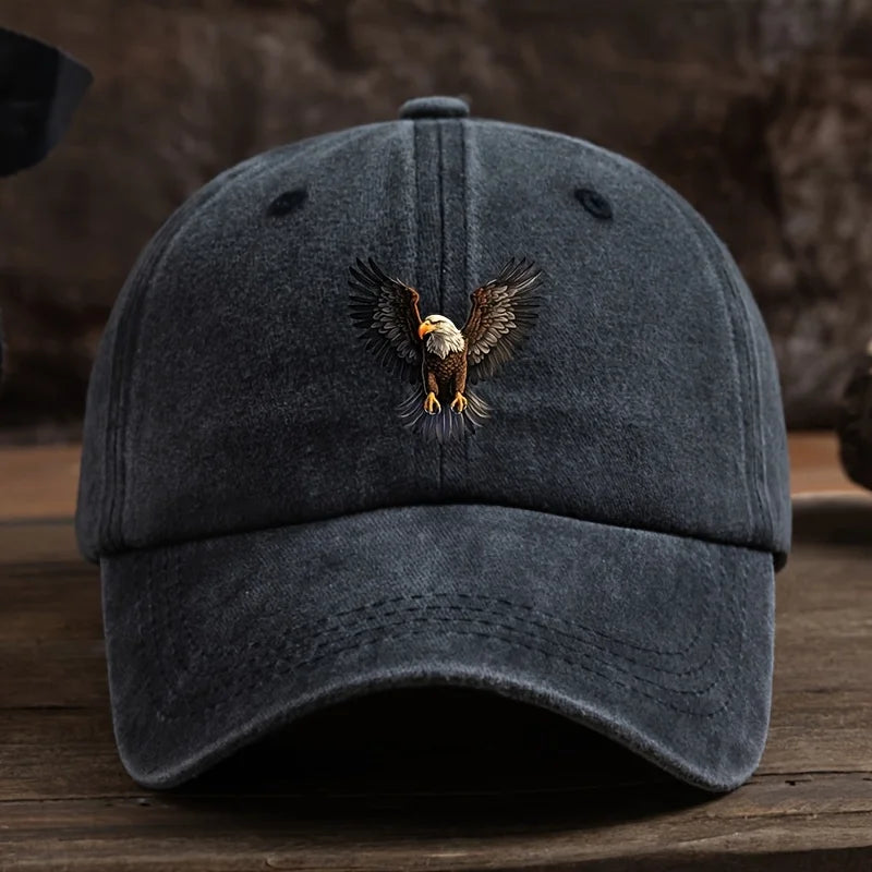 A winged eagle print baseball cap