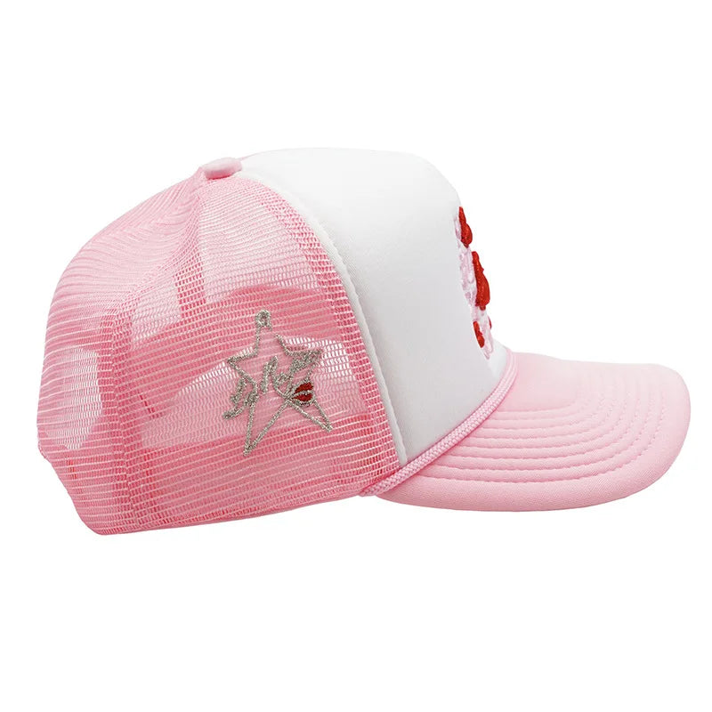 American Style Letters Lip Embroidered Baseball Hats