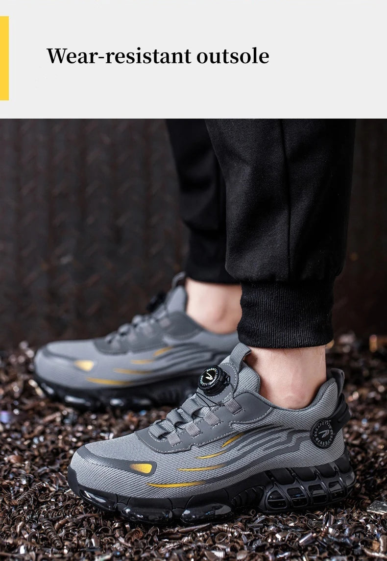Rotary Buckle Work Sneakers Steel Toe Shoes