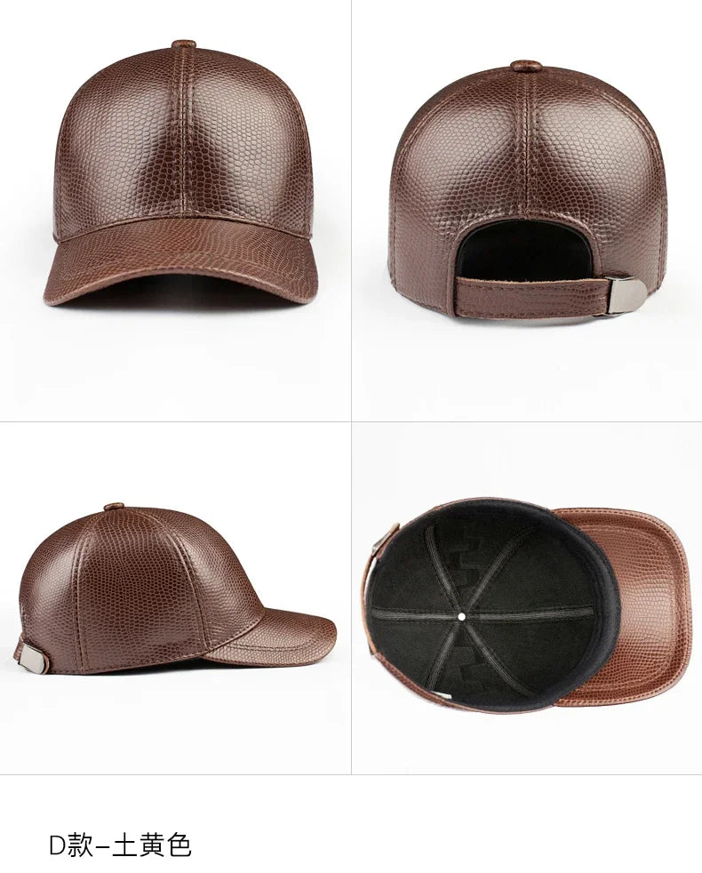 Spring genuine leather baseball cap