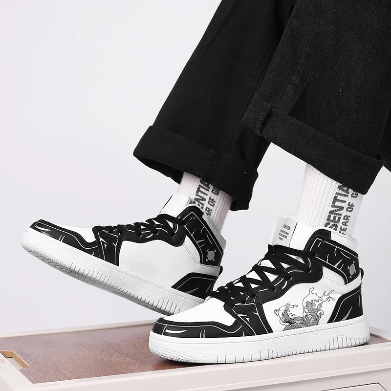 Sneakers Men High-top Flat Leather Shoes