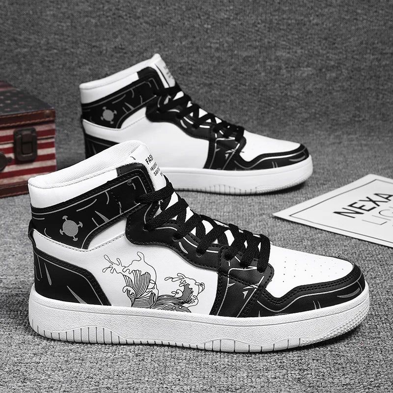 Sneakers Men High-top Flat Leather Shoes