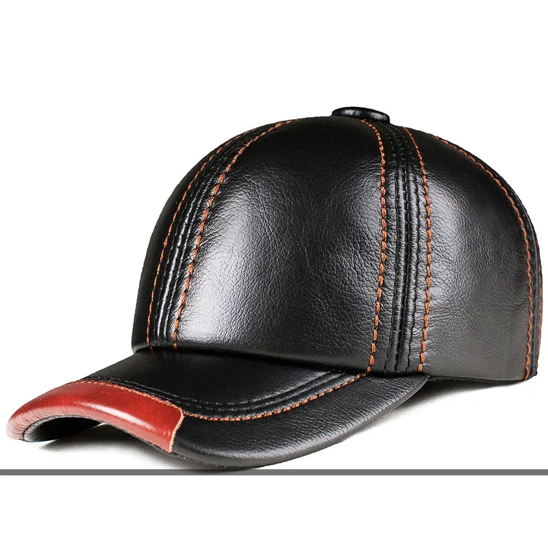 Spring genuine leather baseball cap
