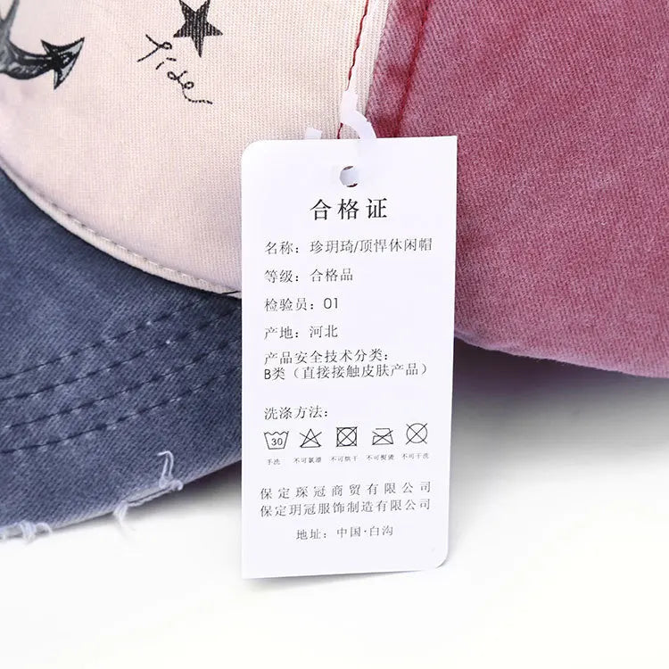 Vintage Style The Pirate Ships Anchor Printing Adjustable Washed Baseball Cap