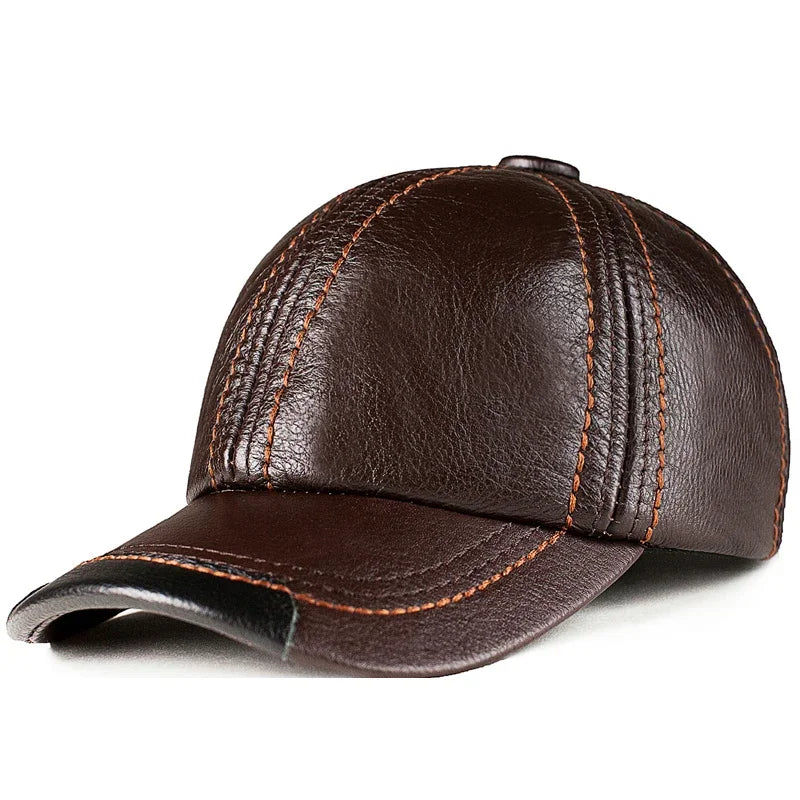 Spring genuine leather baseball cap