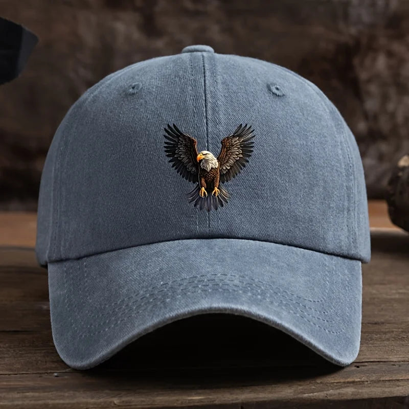 A winged eagle print baseball cap