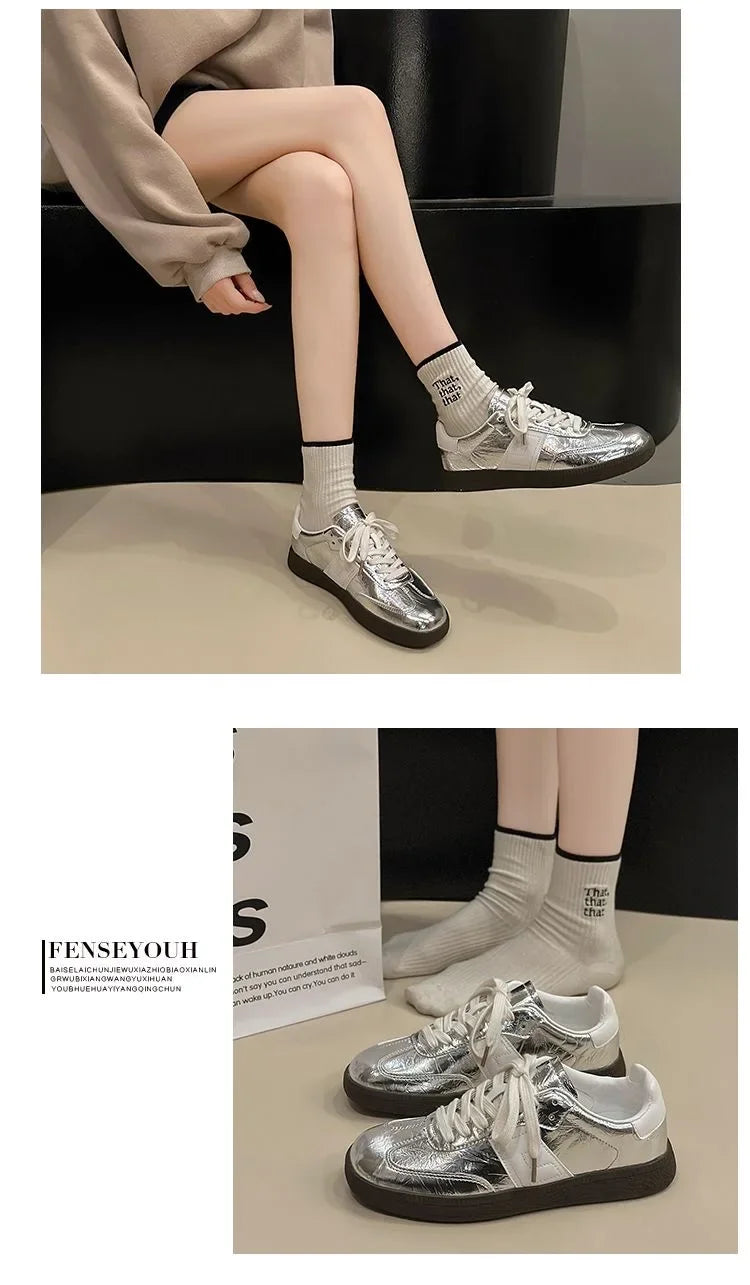 Women Leather Outdoor Walking Sneakers