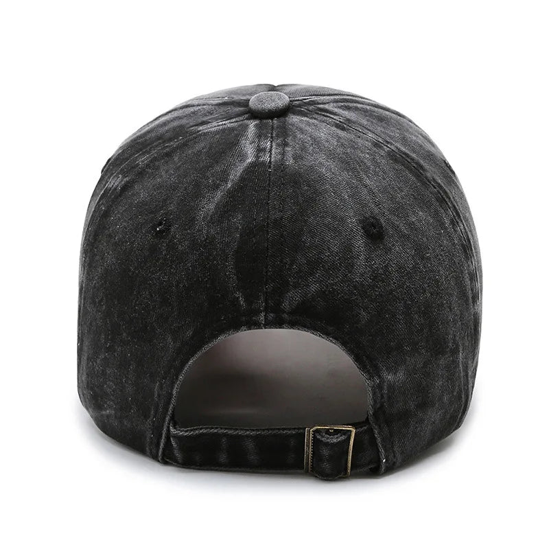 Korean version washed letters spring denim baseball cap