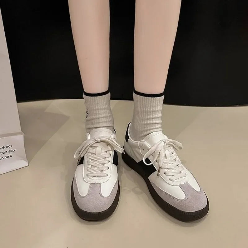 Women Leather Outdoor Walking Sneakers