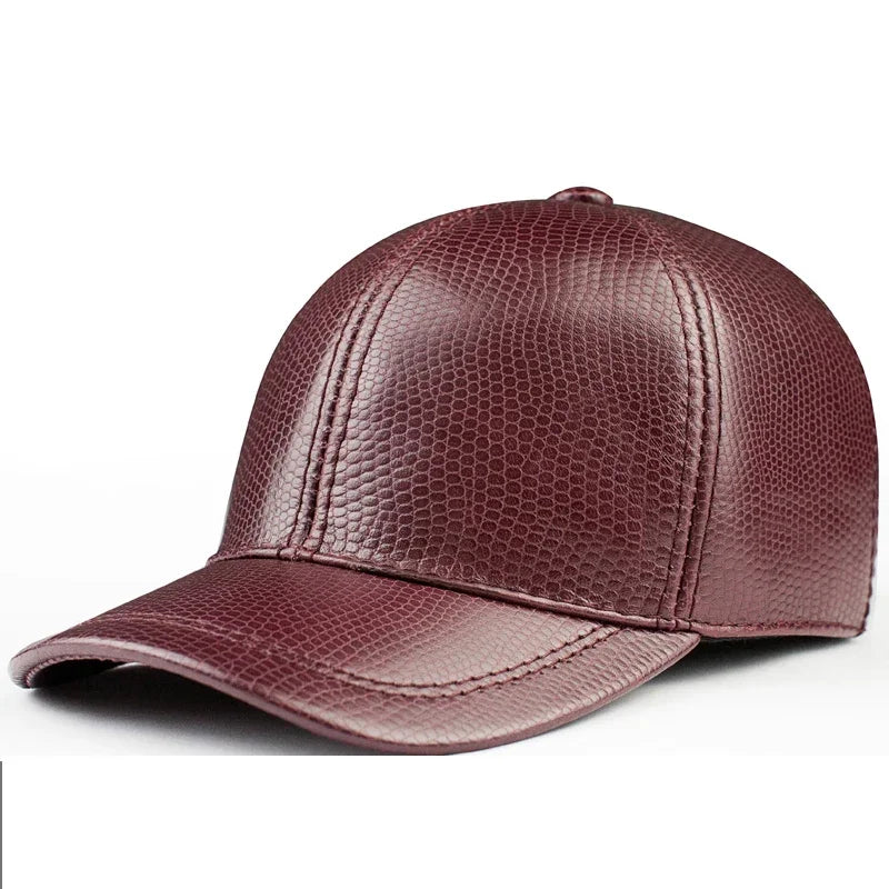 Spring genuine leather baseball cap