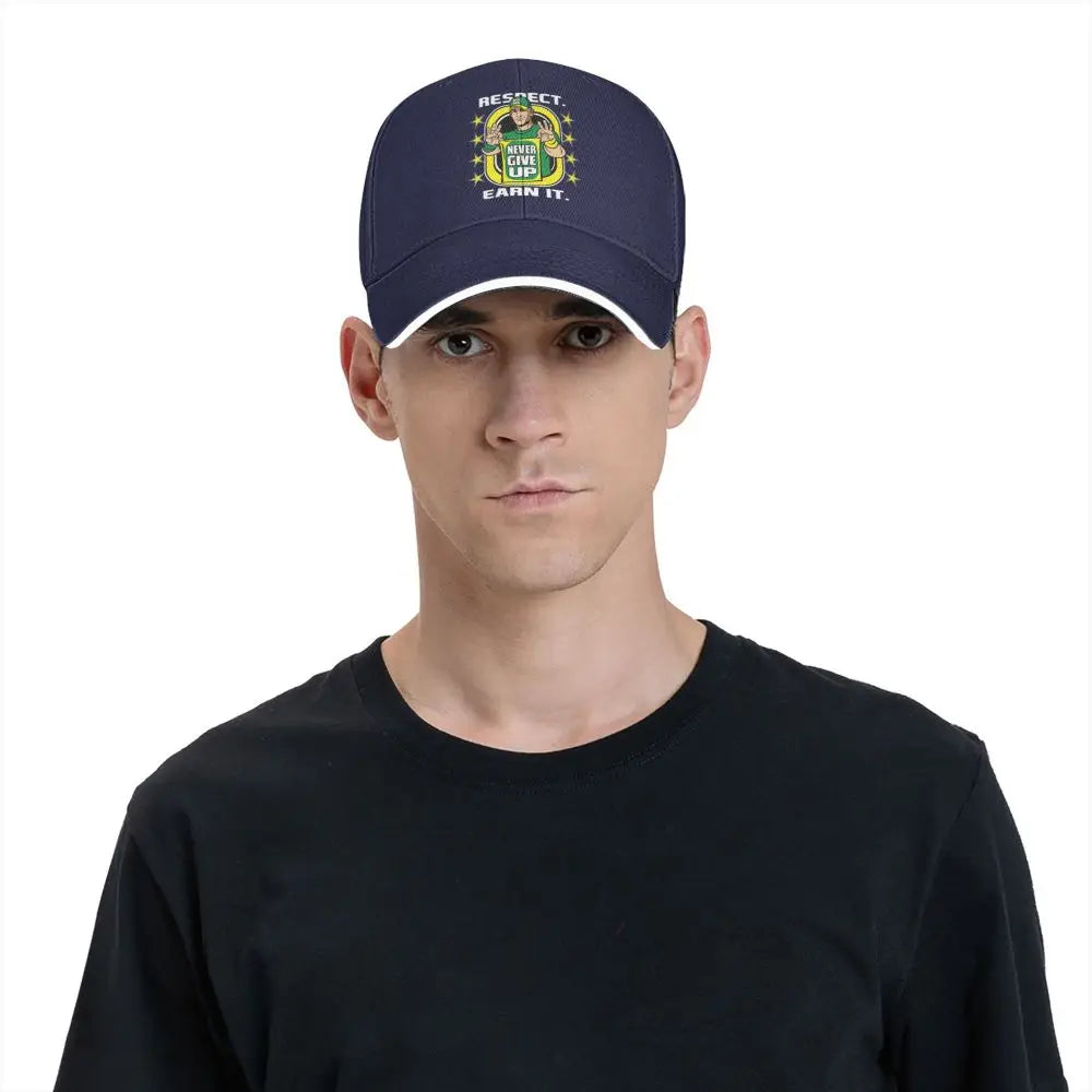 Yellow Wrestling john Cena White Custom Baseball Caps