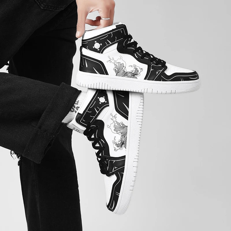 Sneakers Men High-top Flat Leather Shoes