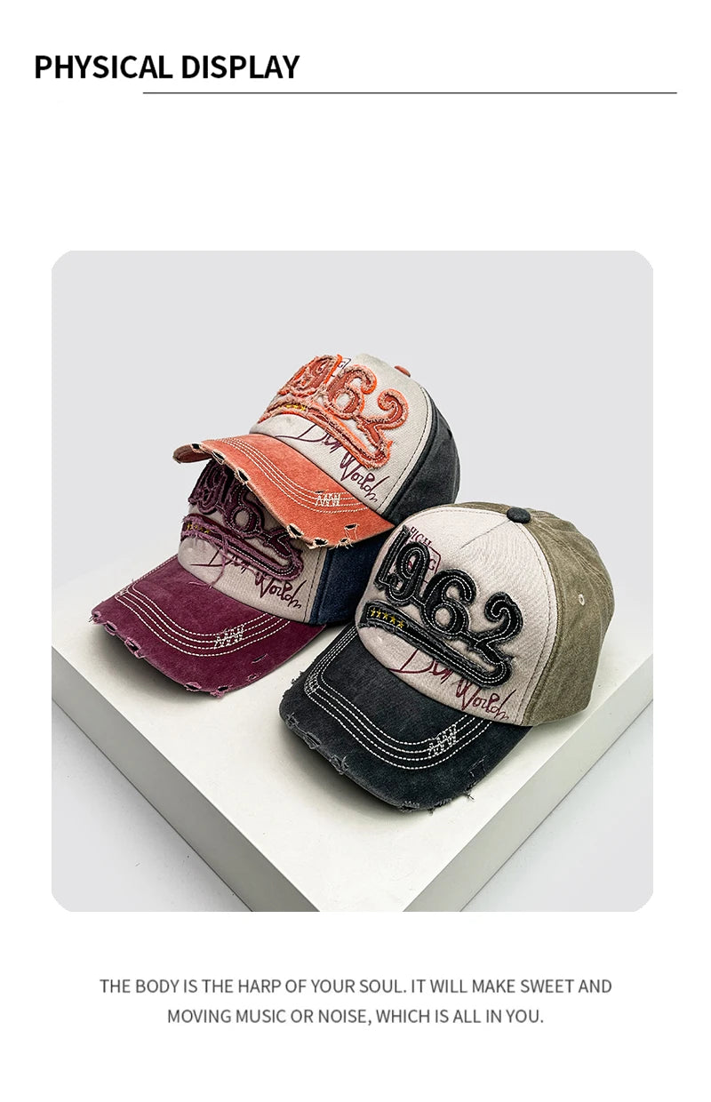 New Unisex PATCH 1962 Letters Broken Style Baseball Hats