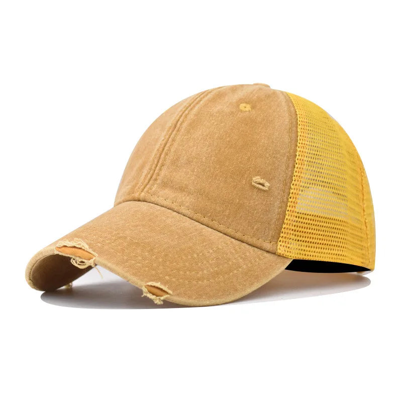 Washed Cotton Mesh Breathable Baseball Cap